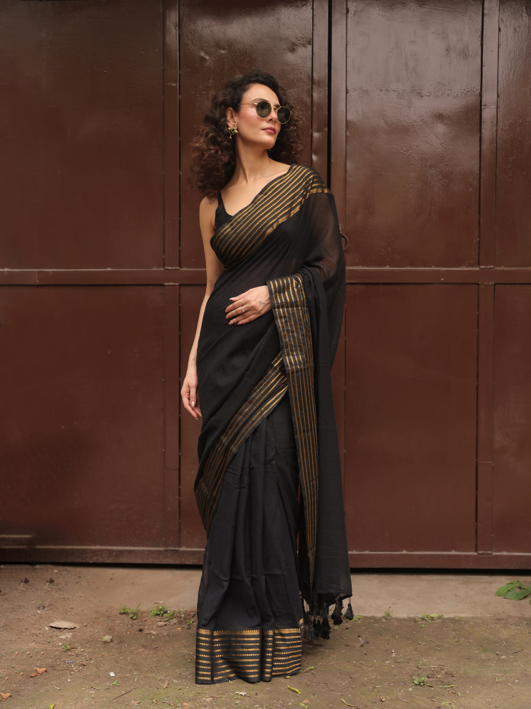 Classic Blacks Mulmul Cotton Saree