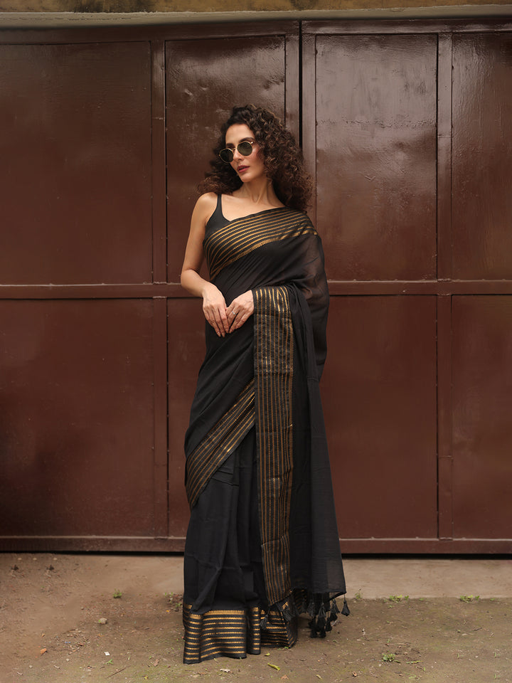 Classic Blacks Mulmul Cotton Saree
