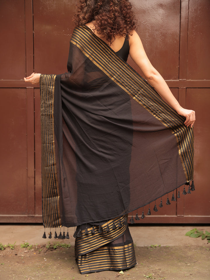 Classic Blacks Mulmul Cotton Saree