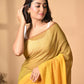 Yellow Mulmul Cotton Saree