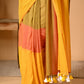 Yellow Mulmul Cotton Saree