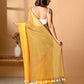 Yellow Mulmul Cotton Saree