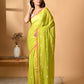 Green Pink Mulmul Cotton Saree