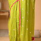 Green Pink Mulmul Cotton Saree