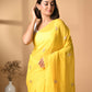 Yellow Rose Mulmul Cotton Saree