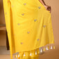 Yellow Rose Mulmul Cotton Saree