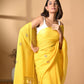 Yellow Rose Mulmul Cotton Saree