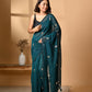 Turquoise Blue Mulmul Cotton Saree