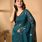 Turquoise Blue Mulmul Cotton Saree