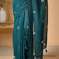 Turquoise Blue Mulmul Cotton Saree