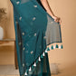 Turquoise Blue Mulmul Cotton Saree