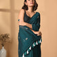 Turquoise Blue Mulmul Cotton Saree