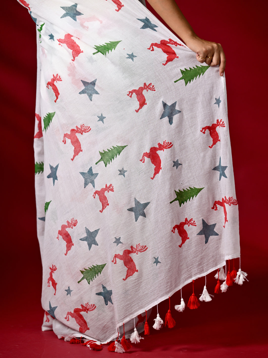 White Mulmul Cotton Saree