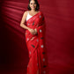 Red Mulmul Cotton Saree