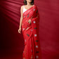 Red Mulmul Cotton Saree