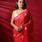 Red Mulmul Cotton Saree