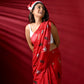 Red Mulmul Cotton Saree