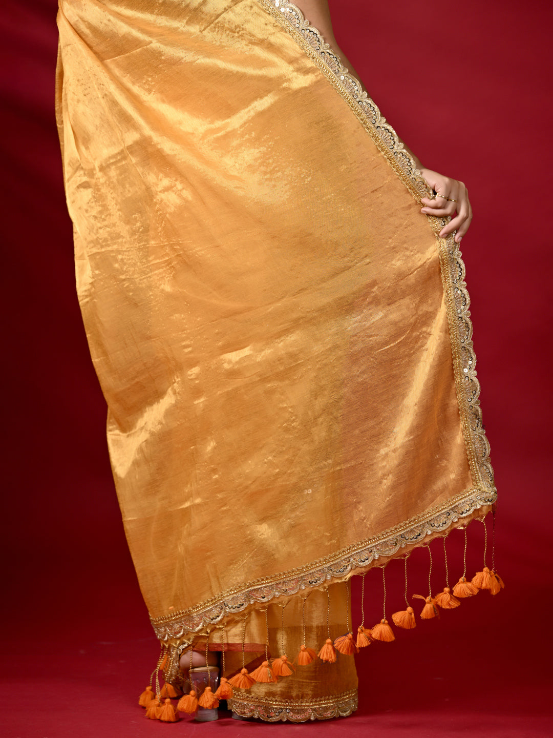 Yellow Zari Tissue Saree