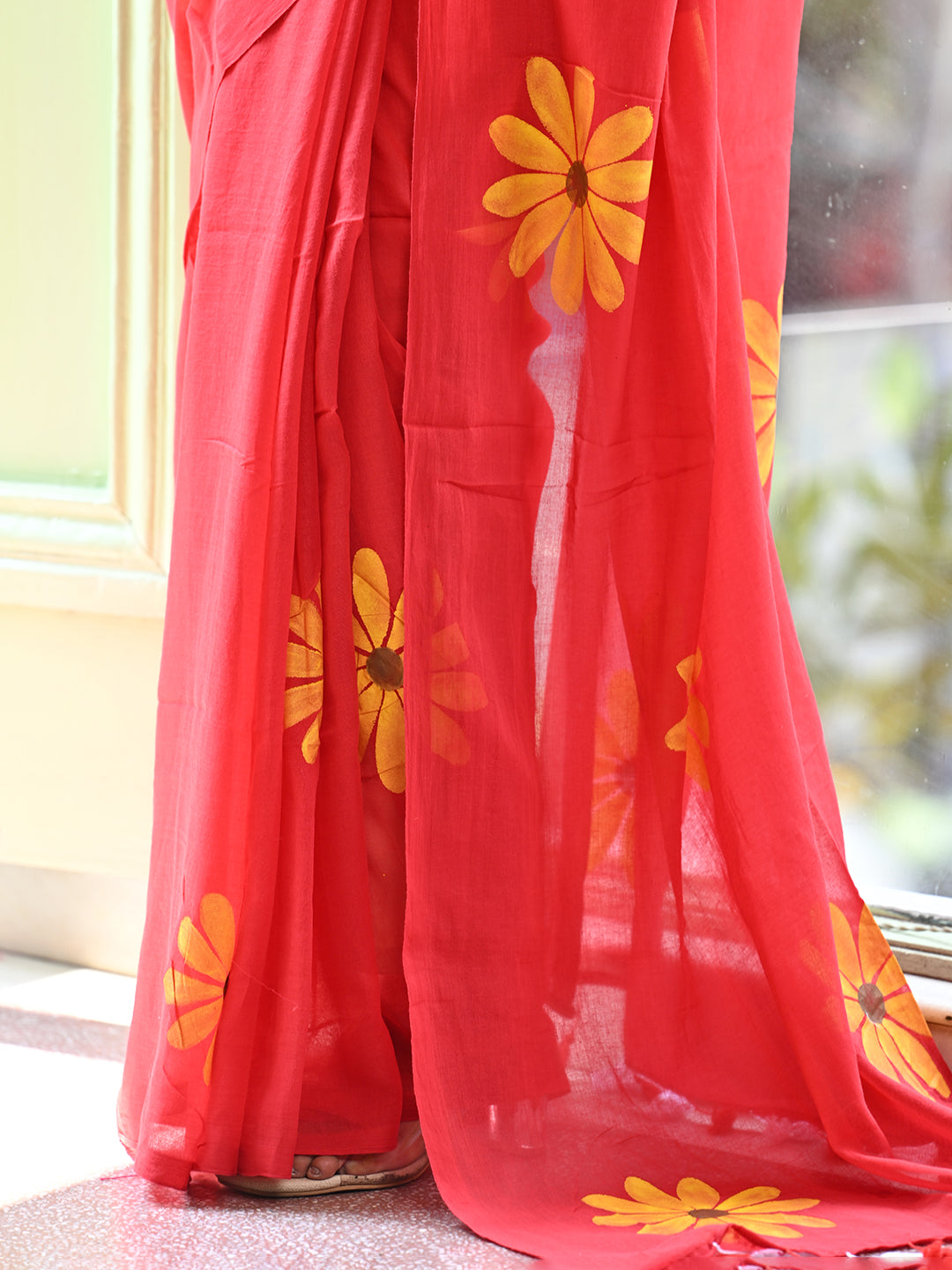 Sunflower Mulmul Cotton Saree