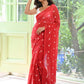 Red Mulmul Cotton Saree