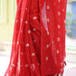 Red Mulmul Cotton Saree