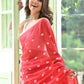Red Mulmul Cotton Saree