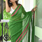 Deep Green Pink Mulmul Cotton Saree