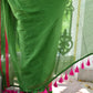 Deep Green Pink Mulmul Cotton Saree