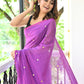 Purple Sequined Mulmul Cotton Saree