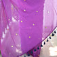 Purple Sequined Mulmul Cotton Saree