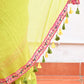 Green Mulmul Cotton Saree