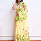 Yellow Hand Painted Mulmul Cotton Saree