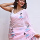 Pink Embroidery Mulmul Cotton Saree