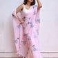 Pink Embroidery Mulmul Cotton Saree