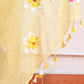 Yellow Hand Painted Mulmul Cotton Saree