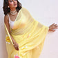 Yellow Hand Painted Mulmul Cotton Saree