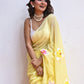 Yellow Hand Painted Mulmul Cotton Saree