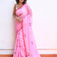 Pink Mulmul Cotton Saree