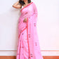 Pink Mulmul Cotton Saree