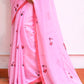 Pink Mulmul Cotton Saree