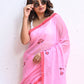 Pink Mulmul Cotton Saree