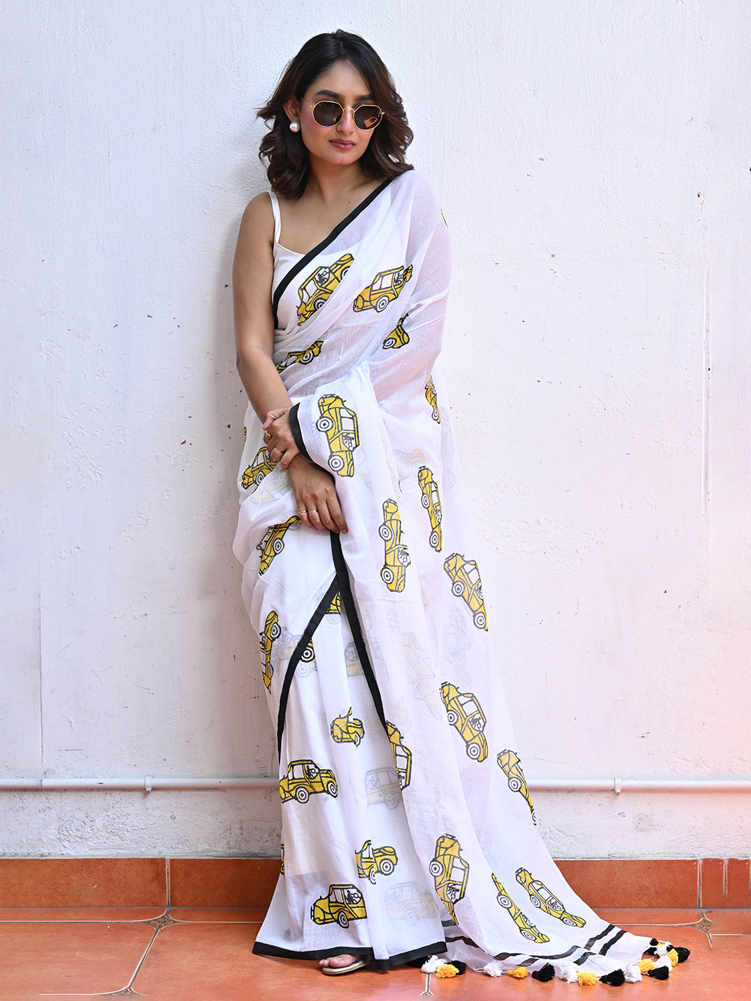 Yellow Taxi Mulmul Cotton Saree