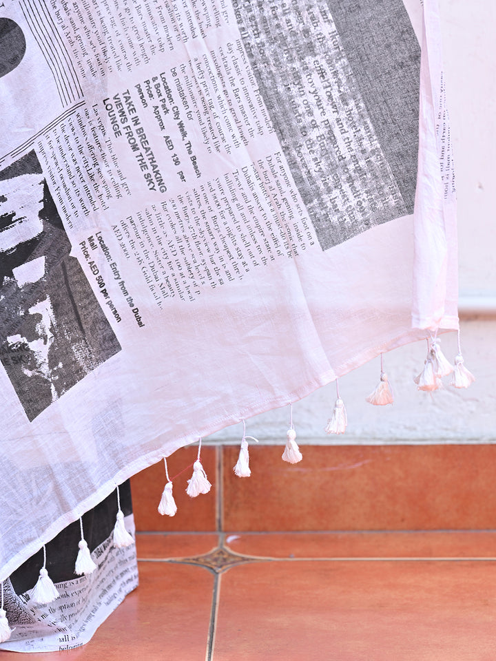 Newspaper Mulmul Cotton Saree