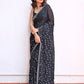 Black Polka Dots Mulmul Cotton Saree