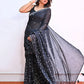 Black Polka Dots Mulmul Cotton Saree