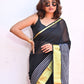 Yellow Striped Mulmul Cotton Saree