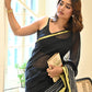 Yellow Striped Mulmul Cotton Saree
