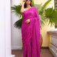Magenta Chikankari Mulmul Cotton Saree