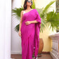Magenta Chikankari Mulmul Cotton Saree