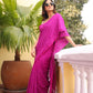 Magenta Chikankari Mulmul Cotton Saree